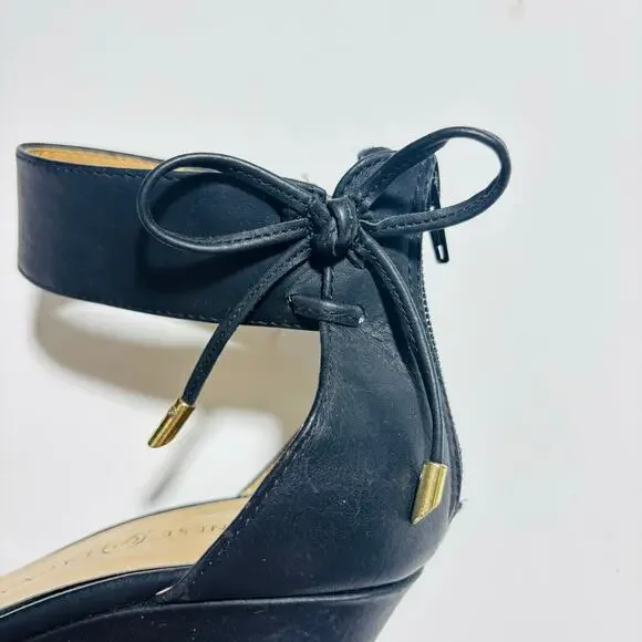 Chinese Laundry Black Wedge Heels with Bow and Ankle Strap - Picture 8 of 11